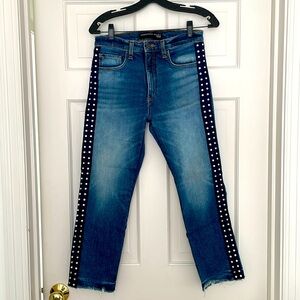 Veronica Beard Stretch Ines Denim Jeans w/ Rhinestone & Grosgrain - size 27